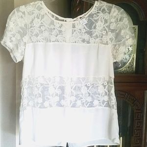 One Clothing, cream lace short sleeves, Sx M